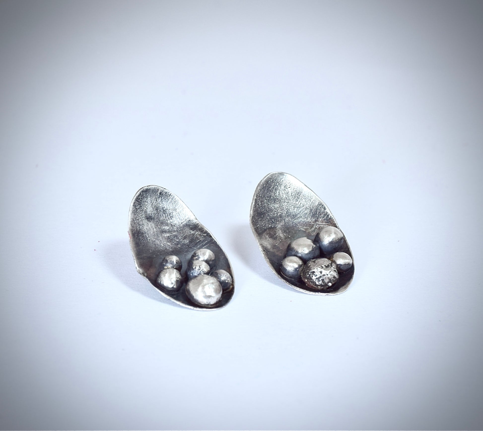 RIVETED SPHERE | Asymmetric Sterling Silver Earrings