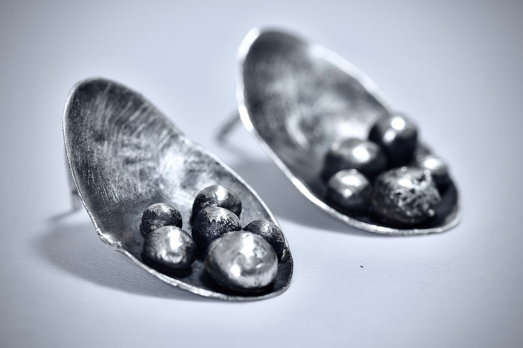 RIVETED SPHERE | Asymmetric Sterling Silver Earrings