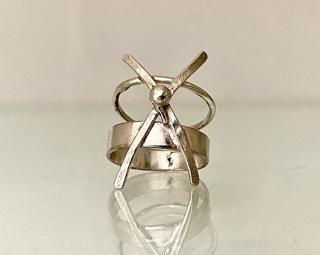 AXIS RING   | Sculptural Silver Statement Ring | Handmade Oxidized Silver | Bold Everyday Ring | One of a Kind