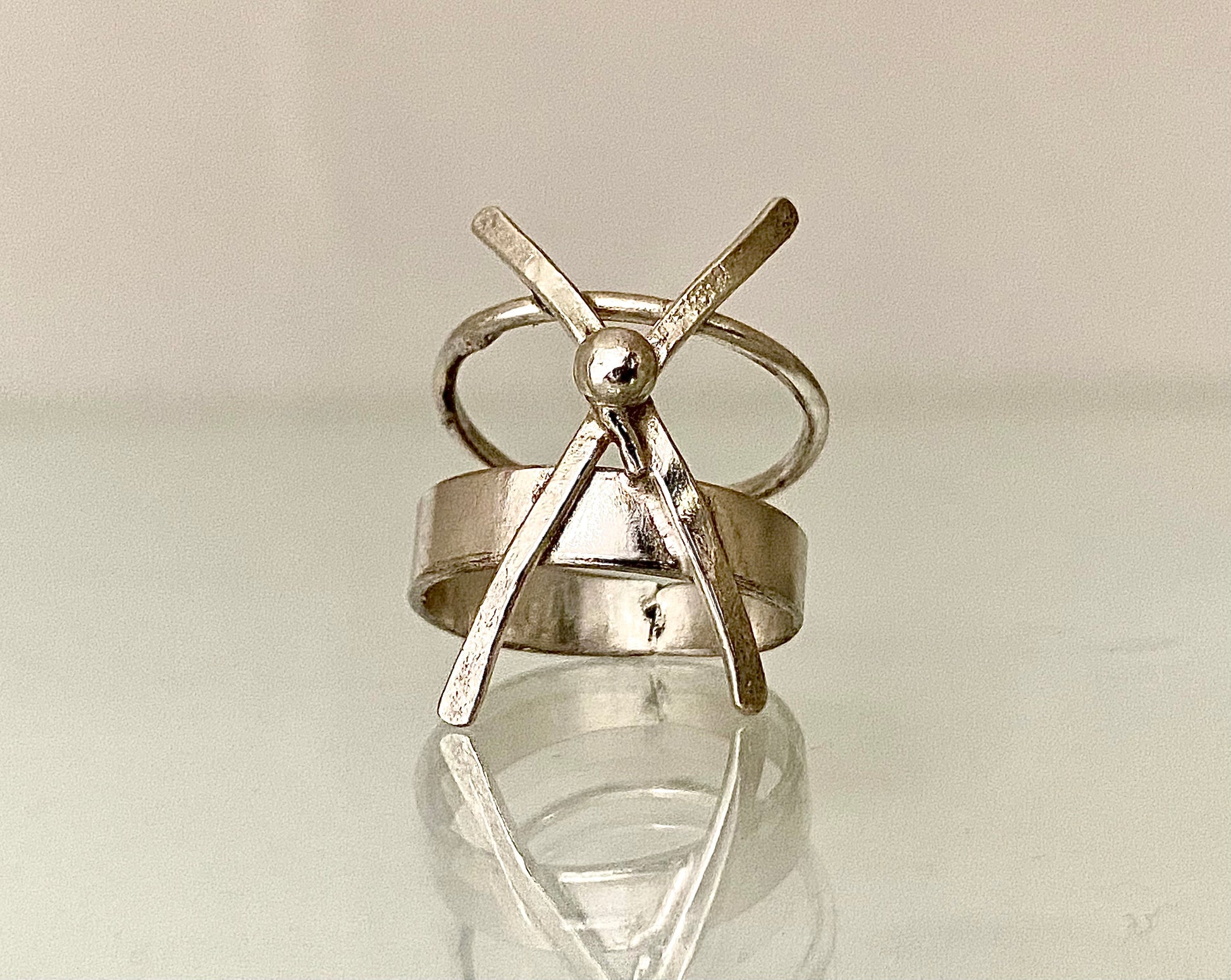 AXIS RING   | Sculptural Silver Statement Ring | Handmade Oxidized Silver | Bold Everyday Ring | One of a Kind