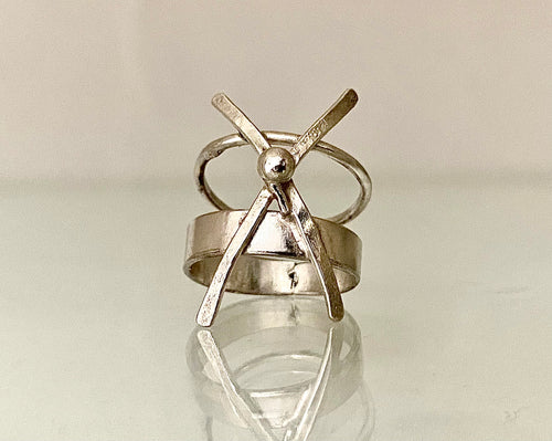 AXIS RING   | Sculptural Silver Statement Ring | Handmade Oxidized Silver | Bold Everyday Ring | One of a Kind