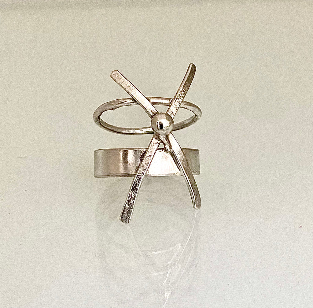 AXIS RING   | Sculptural Silver Statement Ring | Handmade Oxidized Silver | Bold Everyday Ring | One of a Kind