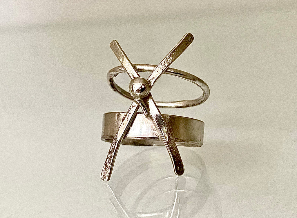 AXIS RING   | Sculptural Silver Statement Ring | Handmade Oxidized Silver | Bold Everyday Ring | One of a Kind