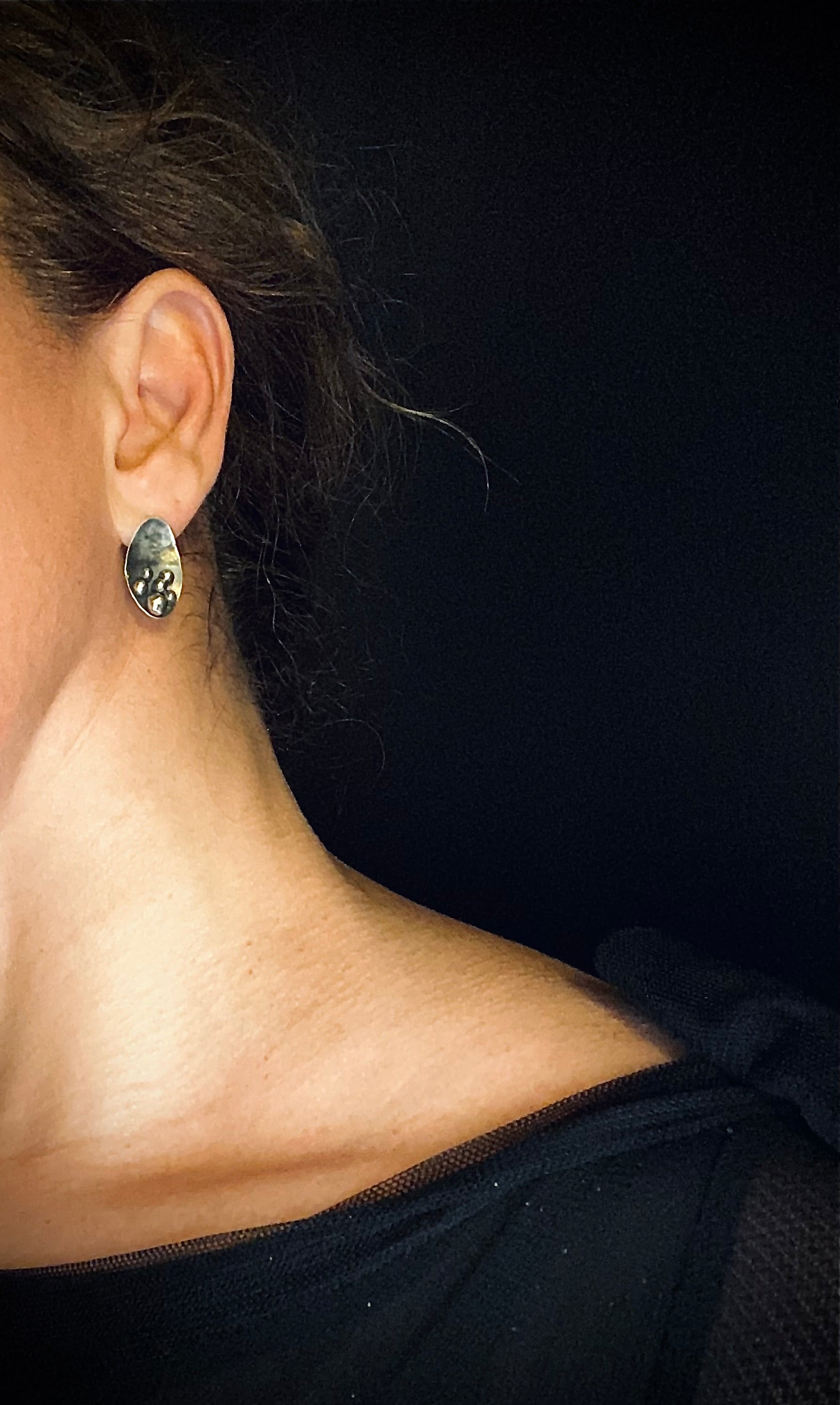 RIVETED SPHERE | Asymmetric Sterling Silver Earrings
