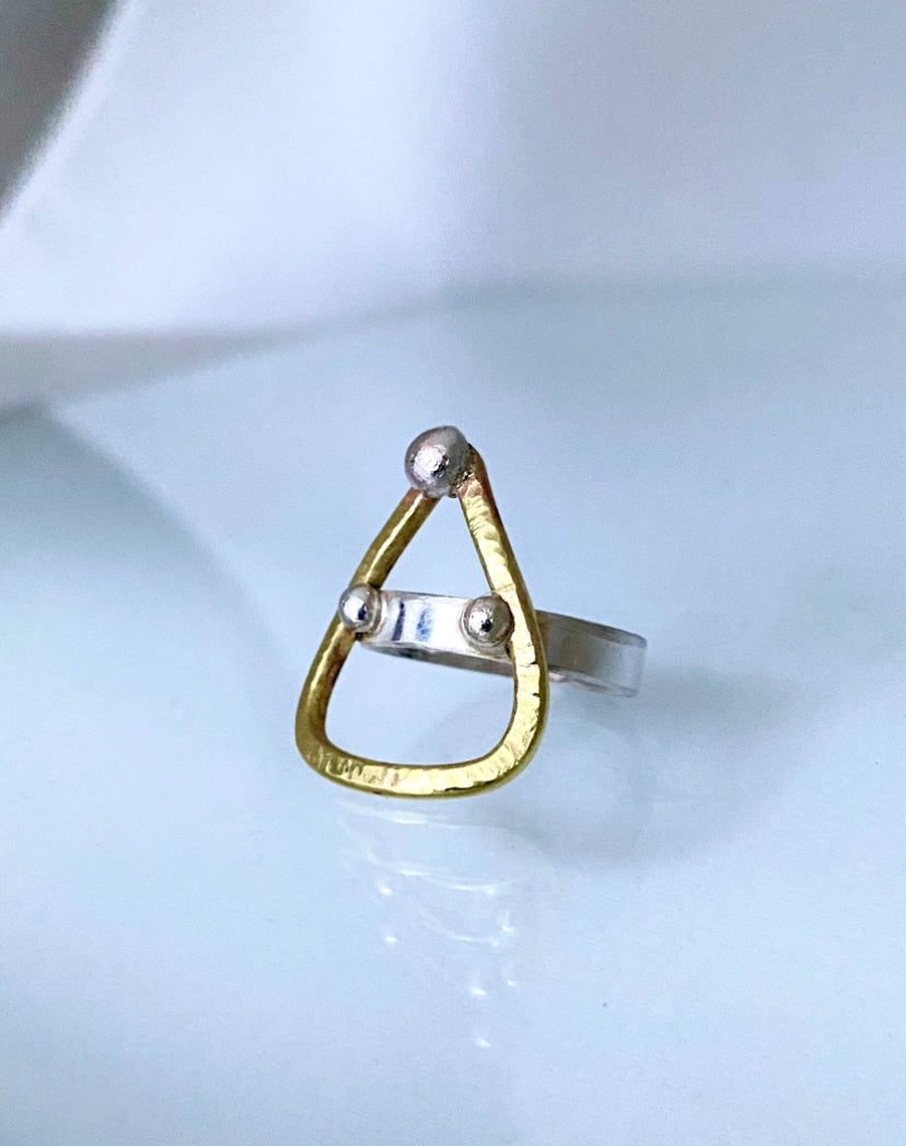 ASTRA TRIADE RING – Sterling Silver & Brass Sculptural Statement Ring