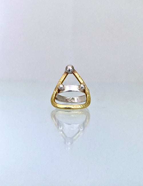ASTRA TRIADE RING – Sterling Silver & Brass Sculptural Statement Ring