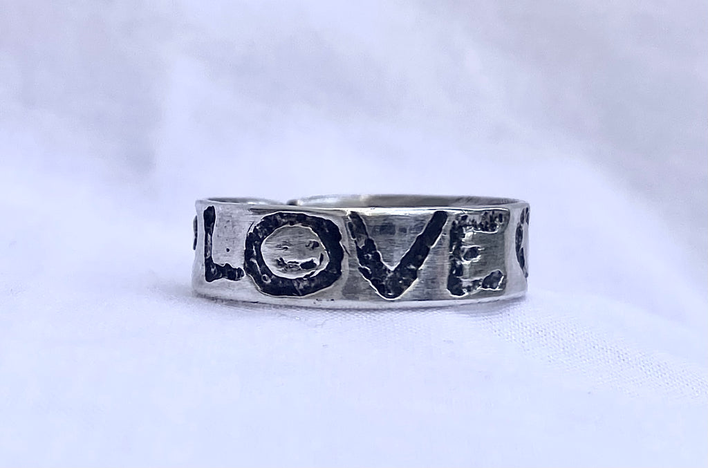 LOVE! Ring | Acid-Etched Sterling Silver Men's Ring