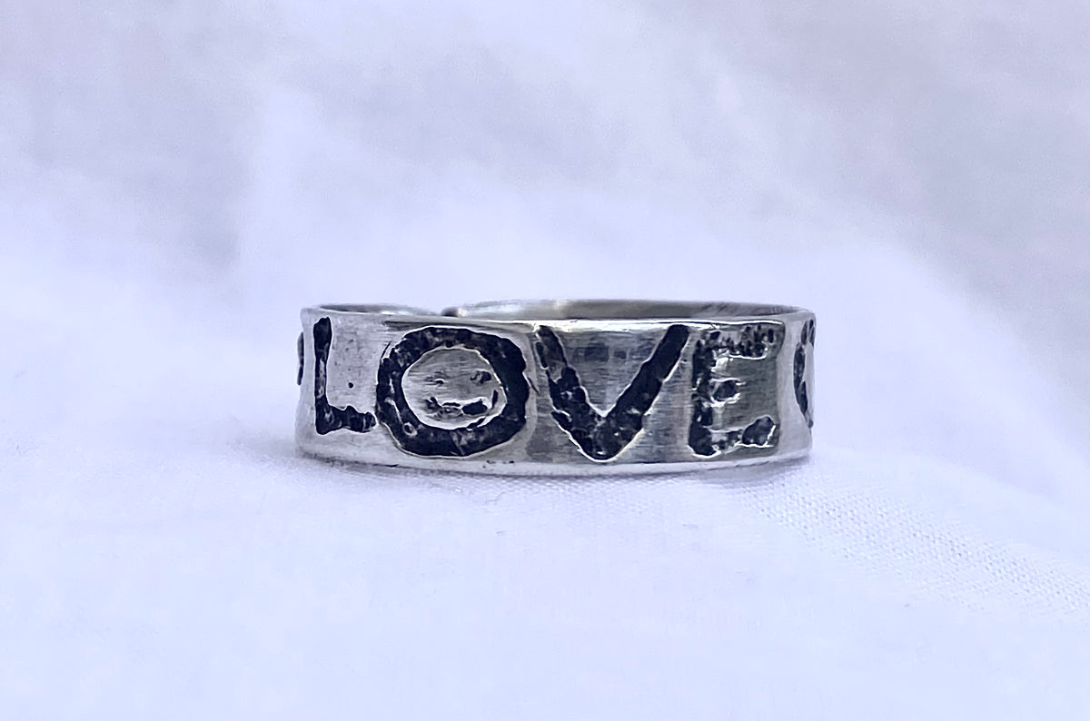 LOVE! Ring | Acid-Etched Sterling Silver Men's Ring