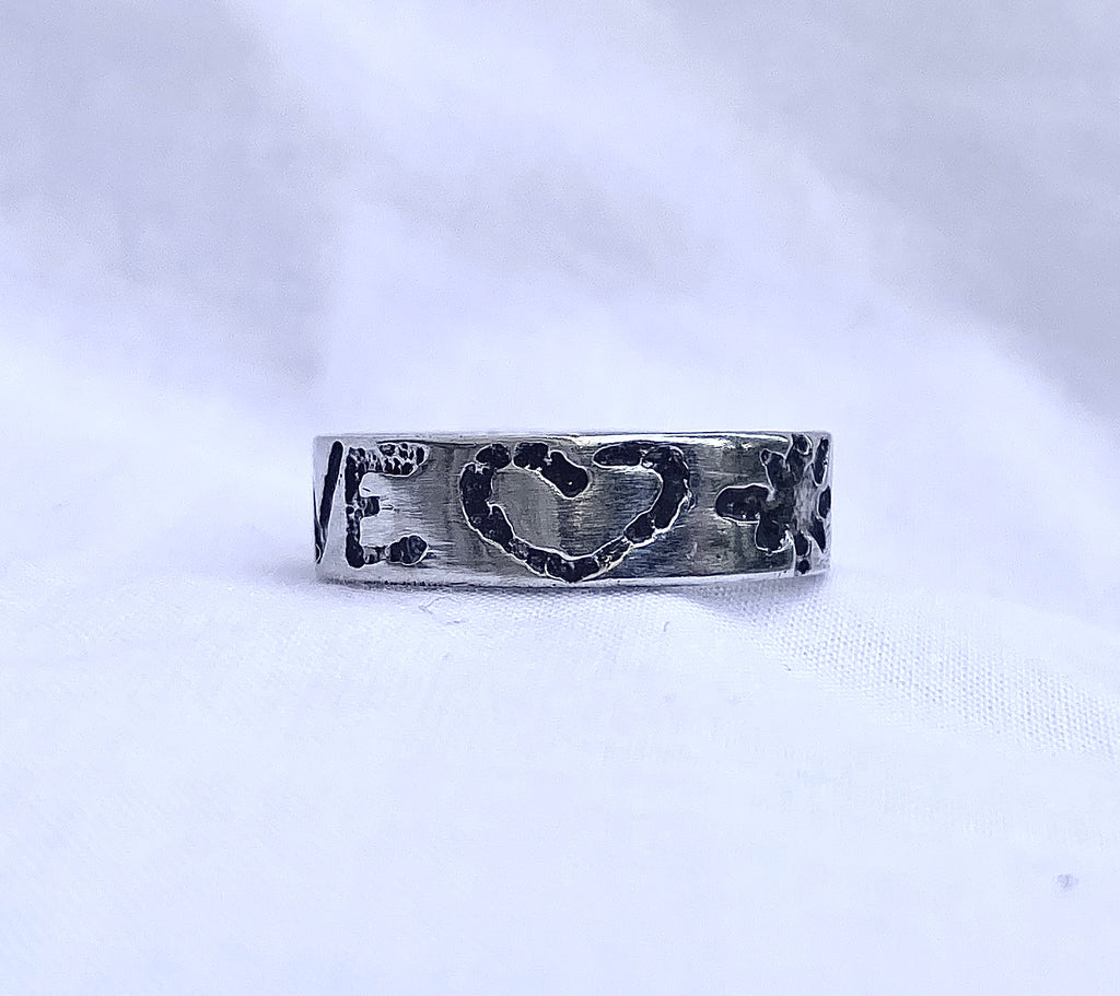 LOVE! Ring | Acid-Etched Sterling Silver Men's Ring